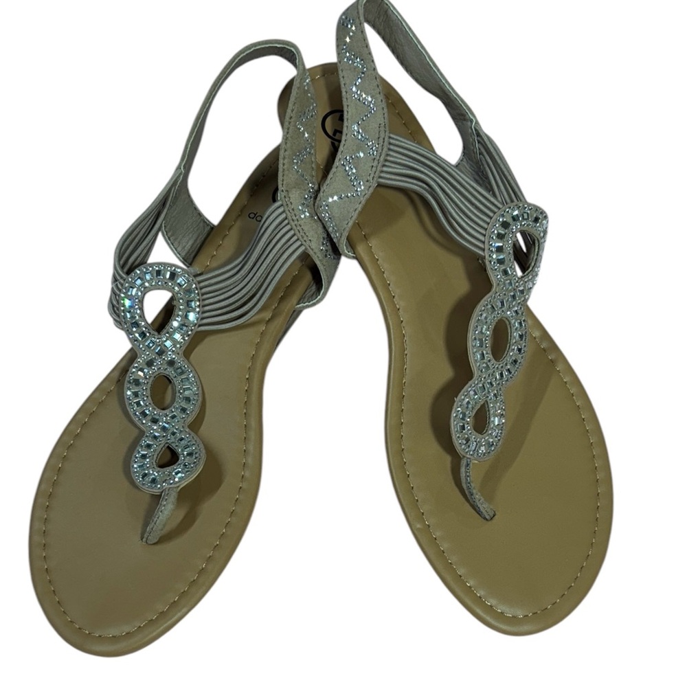 Daisy Fuentes Gray and Tan Sandals with Ankle Strap NWOT.  Never worn.